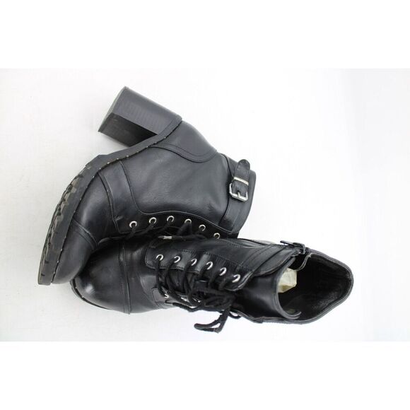 Diba Carryn Combat Boots Size 9m Black Heel 3" - Picture 1 of 10